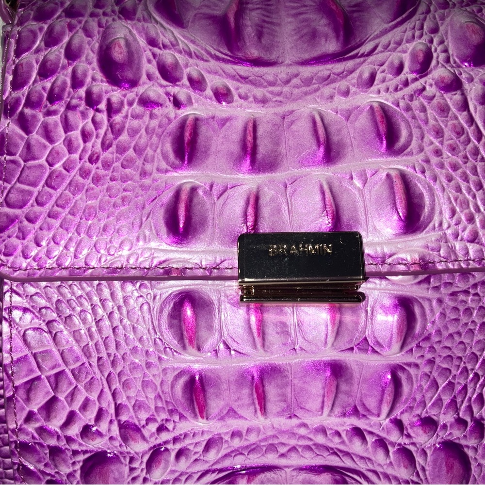 Brahmin Purple Croc-Embossed Crossbody Bag - Picture 4 of 12
